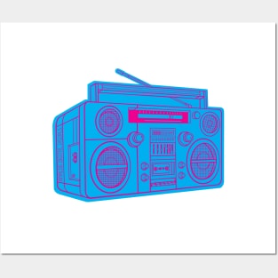 Boombox (Magenta Lines + Cyan Drop Shadow) Analog / Music Posters and Art